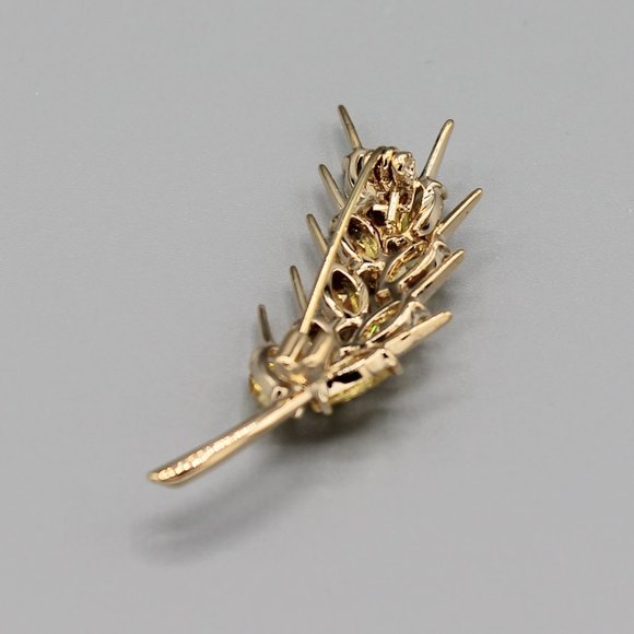 Golden wheat nature large gold yellow pin brooch - Picture 6 of 6